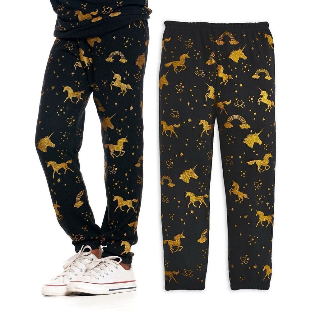 Chaser girls NWT golden unicorn Soft sparkle sweatpants rainbow Sz 12